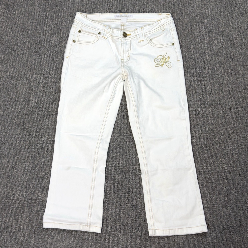 Southpole Capri White Jean Gold Logo Women's Size 5 Low‎ Rise
